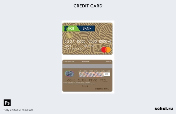 цифровая загрузка шаблона золотой карты Mastercard Kenya KCB Bank
